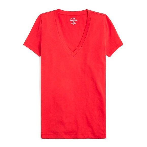 J. Crew Tops - J. Crew Vintage Slub Cotton V-neck Tee in Red